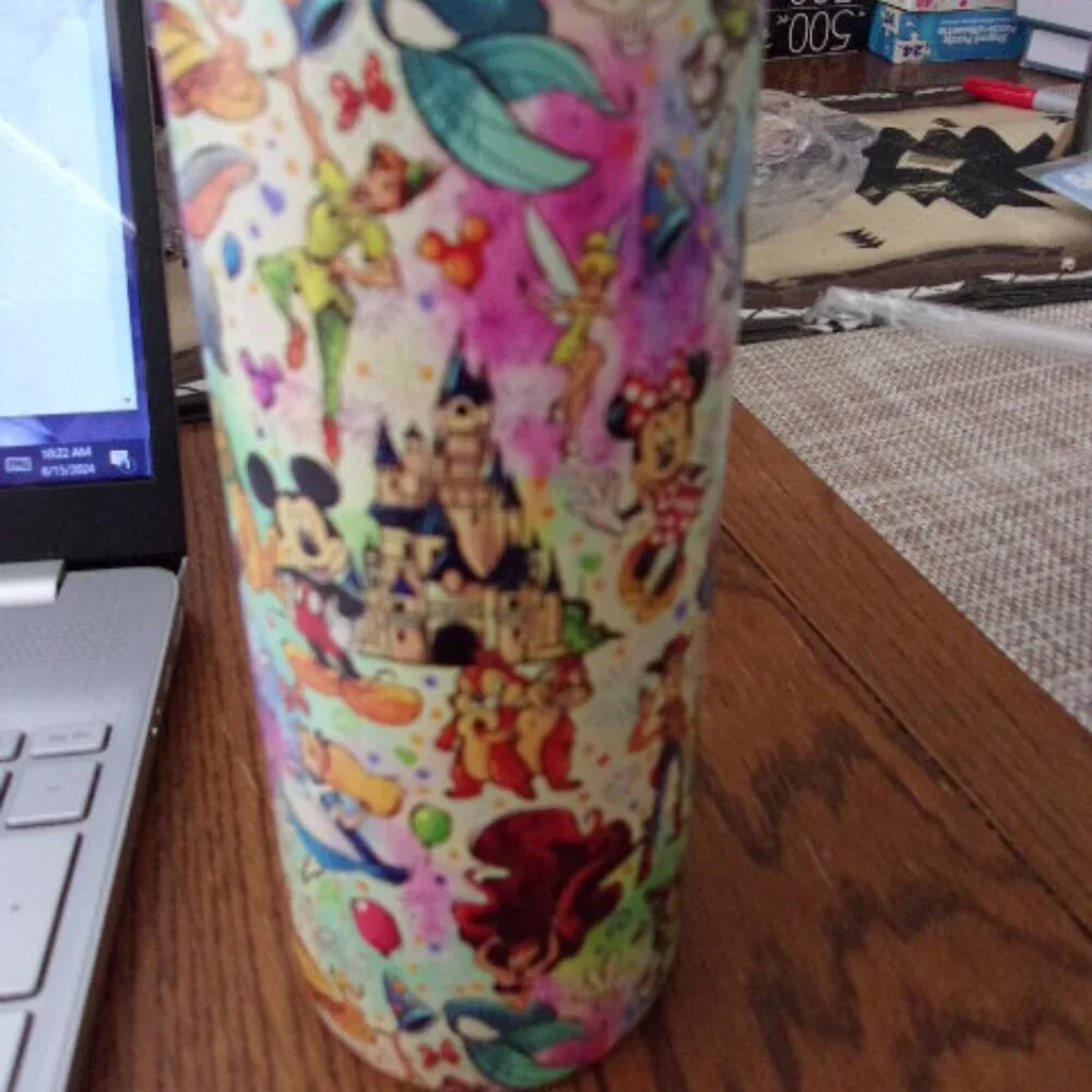 Disney Cartoon Tumbler With Lid And Straw, 20oz Stainless Steel New